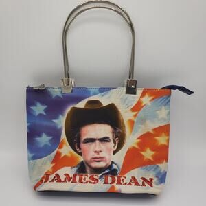 James Dean Vintage Metal Strap Bucket Bag Shoulder Purse American Flag Cowboy